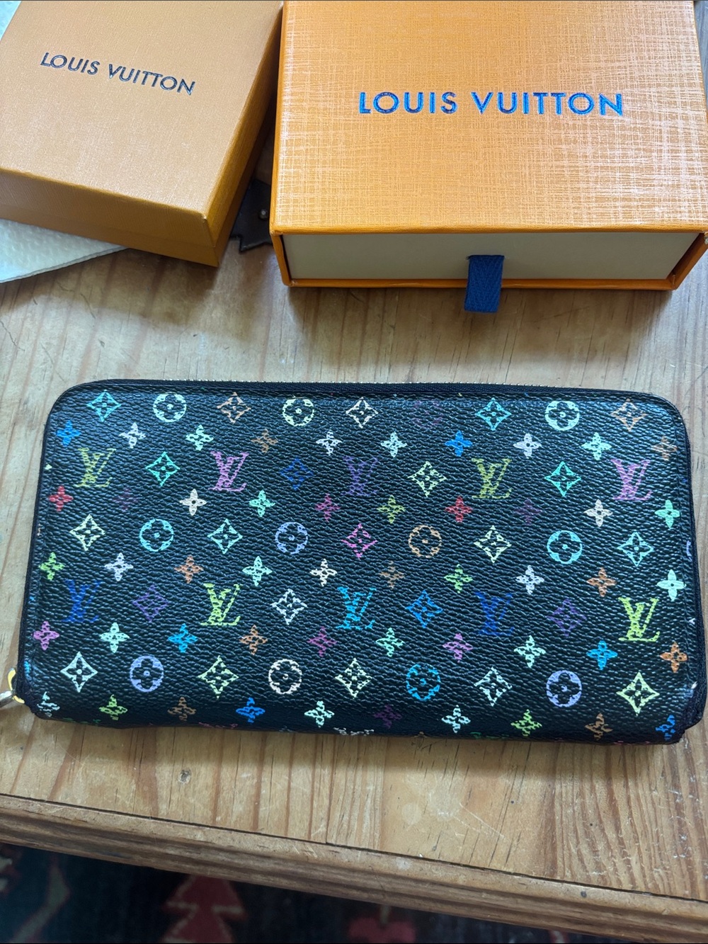 Louis Vuitton Black Multicolor Monogram Zip Wallet
